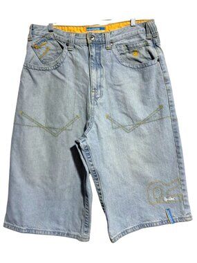 90s Y2k Rocawear Denim Jorts Shorts Mens Size 34 W Loose Fit Light Wash Jean Cot